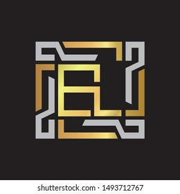 EL Letter logo initial capital monogram with abstrac ornament