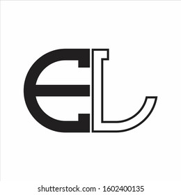 EL Letter logo monogram with oval shape negative space design template white background