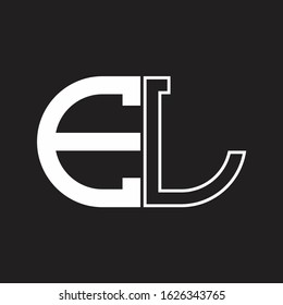 EL Letter logo monogram with oval shape negative space design template
