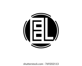 EL letter logo round black