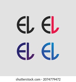 Plantilla del vector del logotipo de la carta EL Forma moderna creativa colorido Monograma logotipo de la empresa logotipo de la compañía logotipo de la cuadrícula
