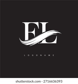 EL Letter Monogram Logo with Brush Stroke for Modern Brand Identity