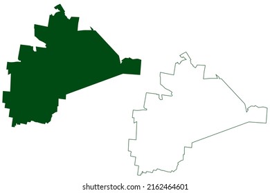 El Llano municipality (Free and Sovereign State of Aguascalientes, Mexico, United Mexican States) map vector illustration, scribble sketch El Llano map