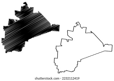 El Llano municipality (Free and Sovereign State of Aguascalientes, Mexico, United Mexican States) map vector illustration, scribble sketch El Llano map