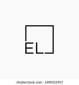 EL Logo design with square frame line art. business consulting concept.  