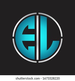 EL Logotipo inicial con la plantilla de diseño de corte de línea circular en colores azules