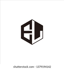 EL Logo Initial Monogram Negative Space Designs Templete with Black color and White Background