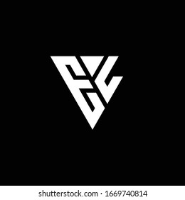 EL Logo letter monogram with triangle shape design template isolated on black background