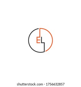 Diseño de las letras del logo EL en colores negro y naranja