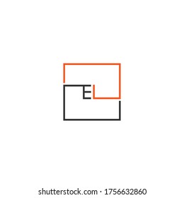 EL logo letters design concept in black and orange colors