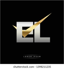 EL Logo of Modern Letter Tick Gold Initial Capital Designs Template EPS 10