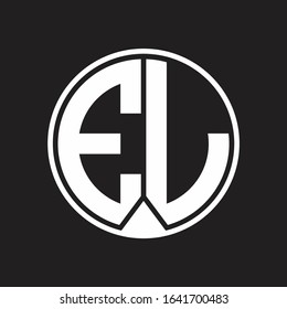EL Logo monogram circle with piece ribbon style on black background