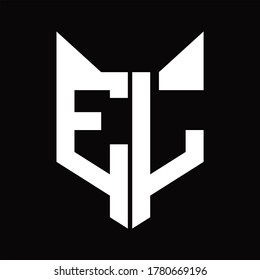 EL Logo monogram with fox head shape design template