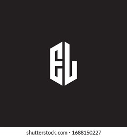 EL Logo monogram with hexagon shape style design template isolated on black background