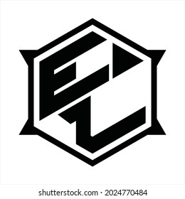 EL Logo-Monogramm mit Hexagon-Design-Vorlage für scharfe Formen