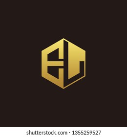 EL Logo Monogram with Negative space gold colors 
