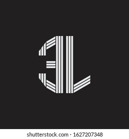 EL Logo monogram with outline style linked isolated on black background