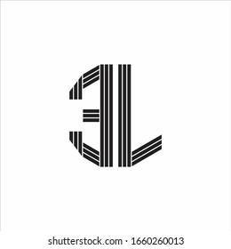 Estilo de esquema del logotipo EL aislado en fondo blanco