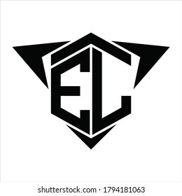 EL Logo monogram with wings arrow around design template on white background
