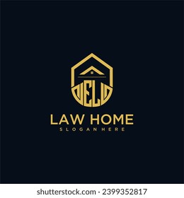 Logotipo inicial del monograma EL para lawhiener con diseño de hogar de forma