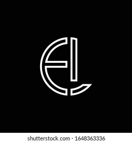 EL monogram logo circle ribbon style outline design template