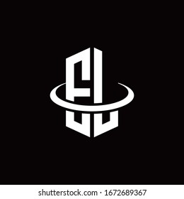 EL monogram logo in a hexagon style and surrounded by a ring