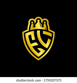EL monogram logo with shield and crown style design template isolated on black background