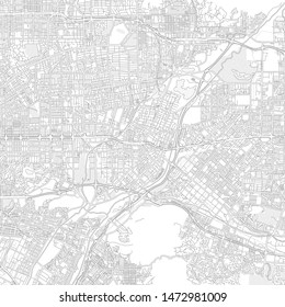 El Monte, California, USA, bright outlined vector map with bigger and minor roads and steets created for infographic backgrounds.