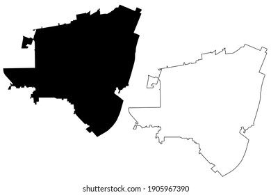 El Monte City, California (United States cities, United States of America, usa city) map vector illustration, scribble sketch City of El Monte map