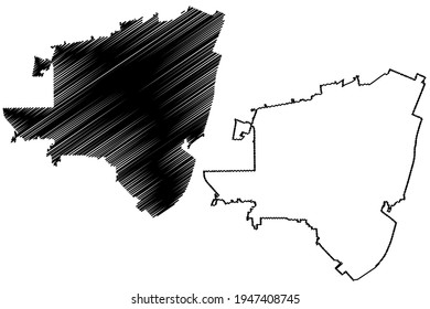 El Monte City, California(United States cities, United States of America, usa city) map vector illustration, scribble sketch City of El Monte map