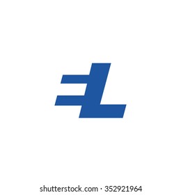 EL negative space letter logo blue