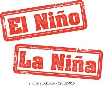 Estampillas meteorológicas de El Niño y La Nina