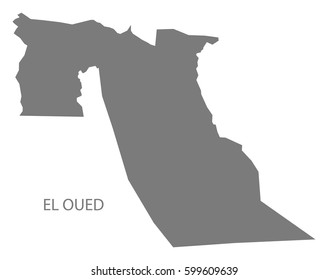 El oued Algeria map grey illustration silhouette