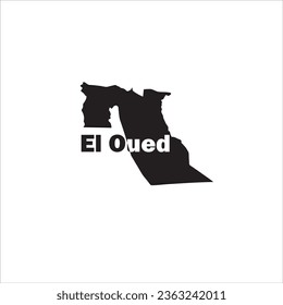 El Oued map and black lettering design on white background