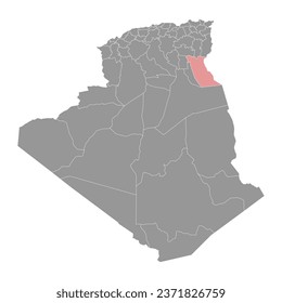 El Oued province map, administrative division of Algeria.