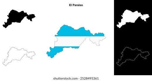 El Paraiso department outline map set