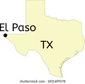 El Paso city location on Texas map