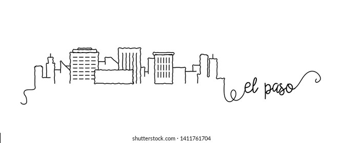 El Paso City Skyline Doodle Sign