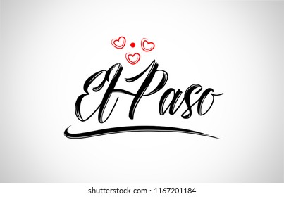 el paso city text design with red heart typographic icon design suitable for touristic promotion