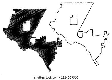 El Paso City ( United States cities, United States of America, usa city) map vector illustration, scribble sketch City of El Paso map