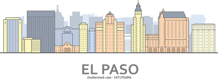 El paso cityscape, Texas - city panorama of El paso, skyline of downtown