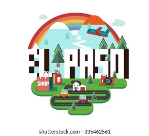 El Paso, in colorful poster design.