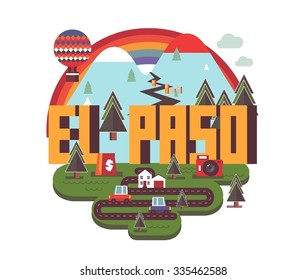 El Paso, in colorful poster design.