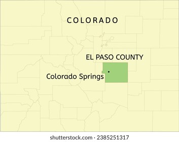 El Paso County and city of Colorado Springs location on Colorado state map