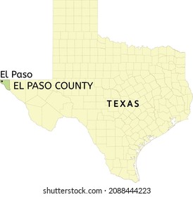 El Paso County and city of El Paso location on Texas state map