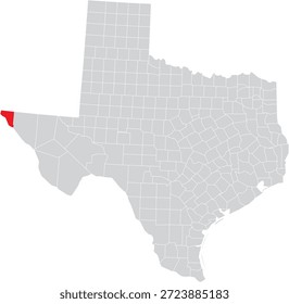 El Paso County auf Texas State Map Editierbarer Vektor