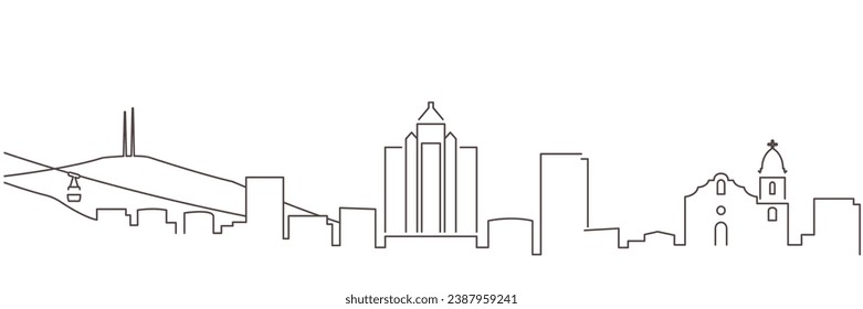 El Paso Dark Line Simple Minimalist Skyline With White Background