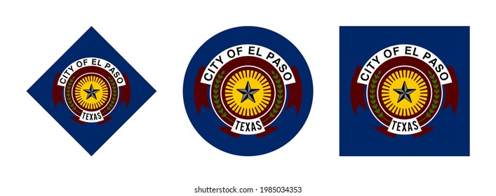 El Paso Flag Icon Set Isolated On White Background