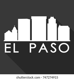 El Paso Flat Icon Skyline Silhouette Design City Vector Art Famous Buildings.