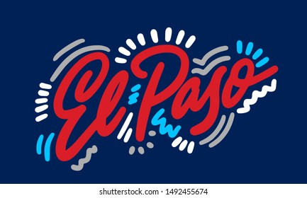 El Paso handwritten city name.Modern Calligraphy Hand Lettering for Printing,background ,logo, for posters, invitations, cards, etc. Typography vector.